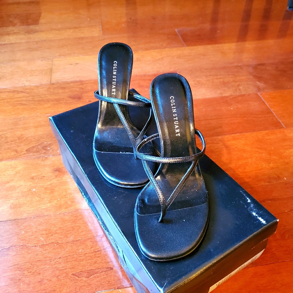 NWT Colin Stuart Sandals Black Slipons 6.5